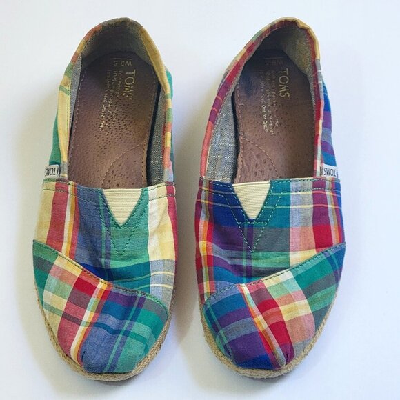 Toms Shoes - TOMS slip on shoes Womens Size 9.5 multicolor plaid
